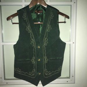 Sz Med Pierre La Del Green Suede Leather BU Vest